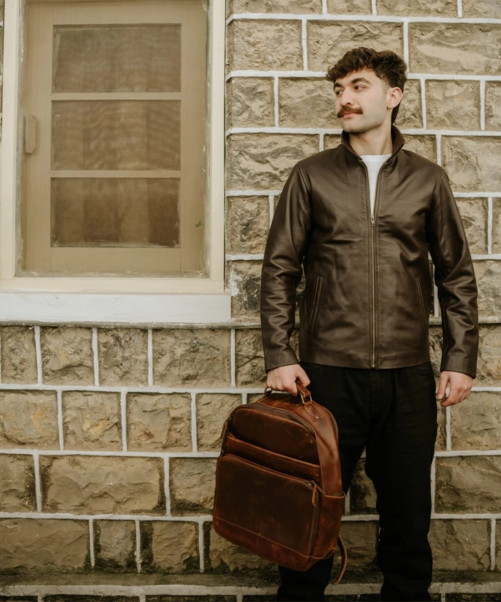 Luvetto Genuine Lambskin Leather Jacket (Chocolate Brown)