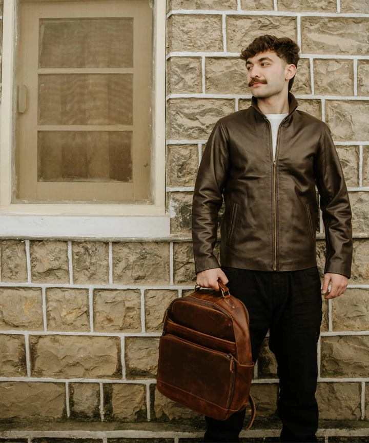 Luvetto Genuine Lambskin Leather Jacket (Chocolate Brown)