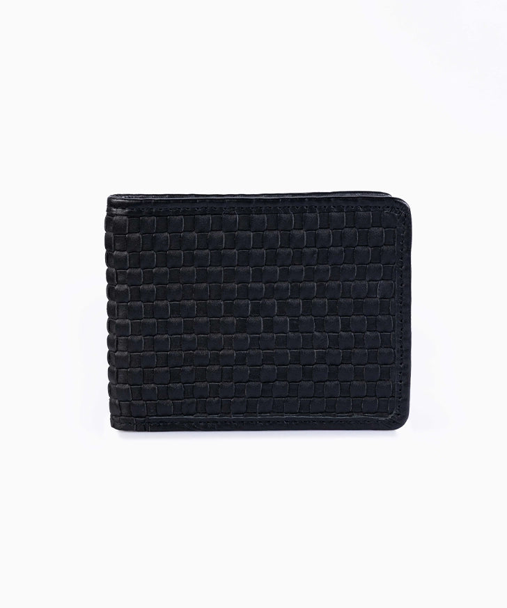 Front view of a Luvetto trifold wallet handcrafted from raw full-grain horse vegetable tanned leather.